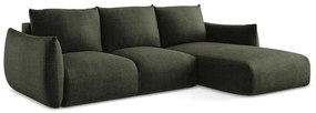Зелен сгъваем ъглов диван (десен ъгъл) Leila – Makamii