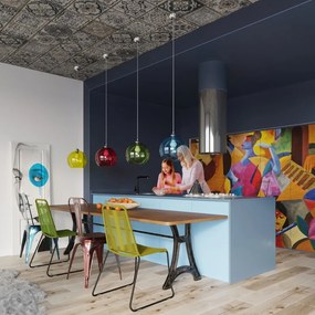 Зелена висяща лампа със стъклен абажур ø 30 cm Bilbao - Sollux