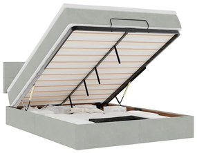 3312626 vidaXL Османска легло с матрак и LED, светлосиво, 140x200 см, кадифе