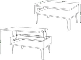 ХЕАРПИН С-90 Дъб Артисан/Бежов (Шампанско) - МОДЕРНА МАСА С ПОВДИГАЩ СЕ ПЛОТ + ОТДЕЛЕНИЕ ЗА СЪХРАНЕНИЕ + РАФТ