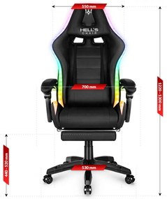 Геймърски стол HC-1039 LED RGB Black
