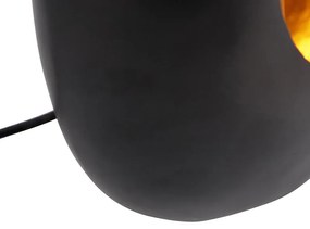 Дизайнерска настолна лампа черна със златен интериор 36 см - Cova