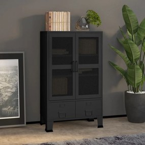 339621 vidaXL Индустриален скрин за съхранение, черен, 70x40x115 cм, метал