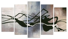 Картина от няколко части Черни линии, 110 x 60 cm - Wallity
