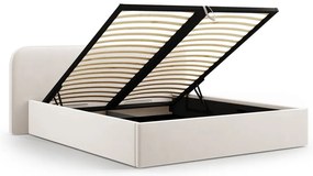 Двойно тапицирано легло с място за съхранение с включена подматрачна рамка в цвят слонова кост 200x200 cm Elizabeth – Micadoni
