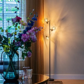 Дизайнерски подов аплик черен 3-светлина регулируем - Mesh