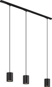 Модерна релсова осветителна система с 3 висящи лампи черна 1-фазна - Iconic Holt