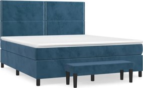 3137801 vidaXL Боксспринг легло с матрак, тъмносиньо, 180x200 см, кадифе