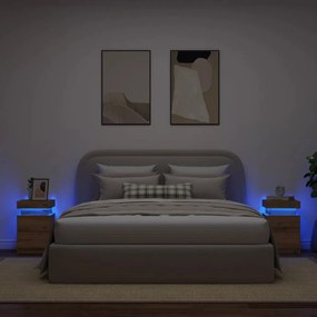 857657 vidaXL Нощни шкафчета с LED 2 бр, 35x39x55 см, инженерно дърво