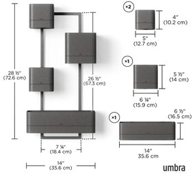 Висящи пластмасови саксии за билки в комплект от 4 броя Cubiko - Umbra