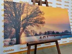 Картина на платно – Конете в заснежен пейзаж