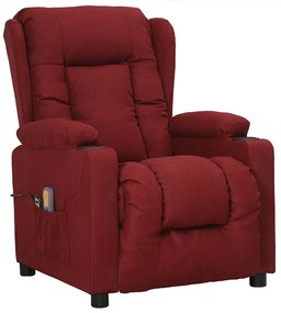 3093436 vidaXL Изправящ масажен стол, виненочервен, текстил