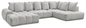 Светлосив шенилов сгъваем/с място за съхранение ъглов диван (десен ъгъл/U форма) Everest – Bobochic Paris