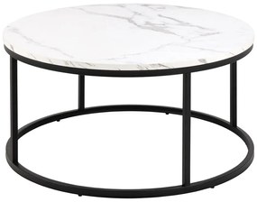 Бяла кръгла масичка за кафе с плот от имитация на мрамор ø 80 cm Spiro – Actona