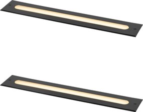 Комплект от 2 модерни наземни прожектора черни 50 см вкл. LED IP65 - Eline