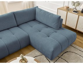 Син сгъваем/с място за съхранение ъглов диван (десен ъгъл/U форма) Fuji – Bobochic Paris