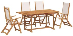3279282 vidaXL Градински трапезен комплект, 5 части, акация масив и textilene