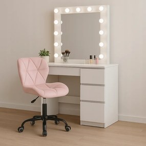 Ергономичен въртящ се офис стол - кадифе розова