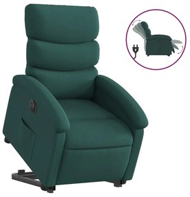 3204008 vidaXL Електрически изправящ реклайнер стол, тъмнозелен, текстил