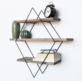 Декоративен дървен рафт за стена WR007 Орех
Черен