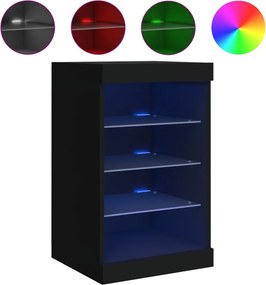 836722 vidaXL Сайдборд с LED светлини, черен, 41x37x67 см