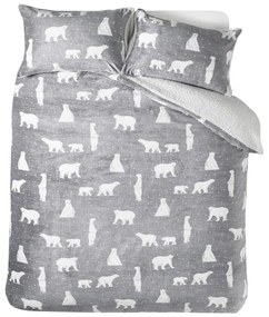 Сиво двойно спално бельо от шерпа 200x200 cm Cosy Polar Bear – Catherine Lansfield