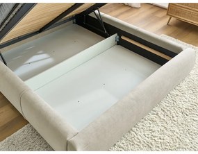Бежово тапицирано двойно легло с място за съхранение с решетка 180x200 cm Vernon - Bobochic Paris