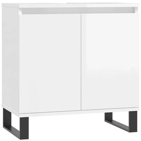 831590 vidaXL Шкаф за баня, бял гланц, 58x33x60 см, инженерно дърво