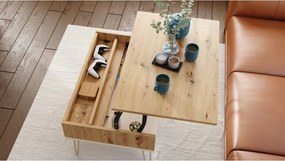 ХЕАРПИН С-90 Дъб Артисан/Бежов (Шампанско) - МОДЕРНА МАСА С ПОВДИГАЩ СЕ ПЛОТ + ОТДЕЛЕНИЕ ЗА СЪХРАНЕНИЕ + РАФТ