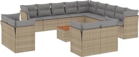 3256290 vidaXL Градински диван с възглавници 14 части бежов микс полиратан