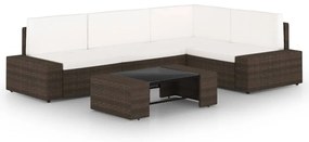 3067152 vidaXL Градински комплект с възглавници, 5 части, кафяв полиратан