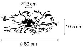 Винтидж плафон черен със злато 80 см 4 лампи - Foglie