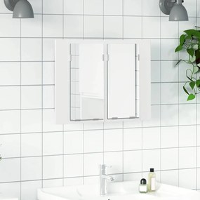 804956 vidaXL Шкаф с LED огледало за баня, бял, 60x12x45 см, акрил