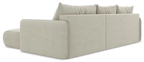 Кремав разтегателен ъглов диван с място за съхранение (десен ъгъл) Nanea – Makamii