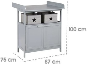 Сив детски скрин с маса за преповиване 87x100x75 cm Hamburg – Roba
