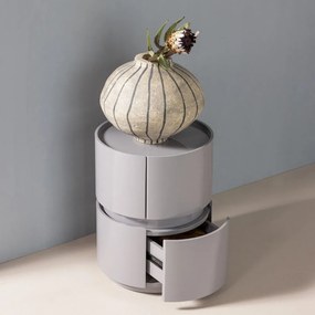 Светлосиво гланцово нощно шкафче Lunex – WOOOD