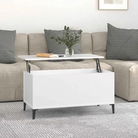 819588 vidaXL Кафе маса, бяла, 90x44,5x45 см, инженерно дърво