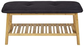 Черен/естествен бамбуков стелаж за обувки с пейка Ecori - Wenko