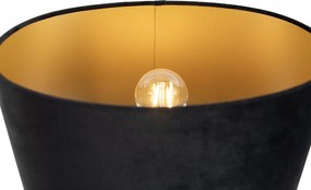 Tafellamp zwart met zwarte ovale kap 35cm - Thijmen