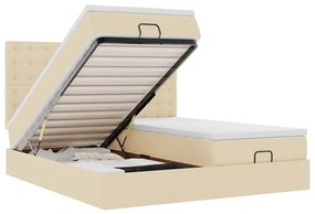 3313732 vidaXL Османска легло с матраци, кремаво, 160x200 см, плат