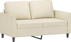 359329 vidaXL 2-местен диван, кремава, 120 см, изкуствена кожа