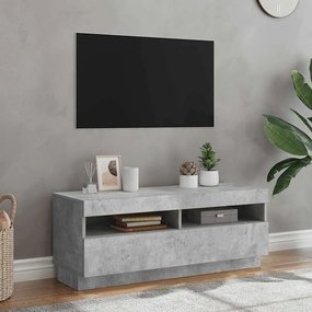 804458 vidaXL ТВ шкаф с LED осветление, бетонно сив, 100x35x40 см