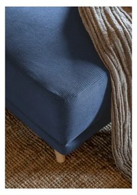 Тъмносин ъглов разтегателен диван от велур (променлив) Lazy Lukka - Miuform