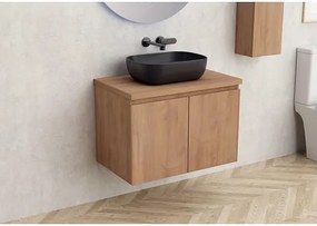 Конзолен PVC шкаф за баня BG 5156-75 + 7546-31, с дървесен плот, Inter Ceramic, 45х48.5х73.5см