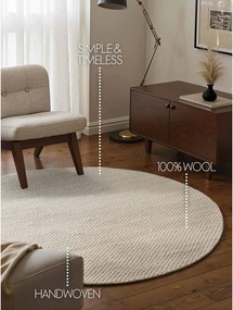 Кремав ръчно изработен вълнен кръгъл килим ø 160 cm Lyon Beans – Elle Decoration