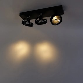 Дизайнерски прожектор черен регулируем 3-светлина - Go