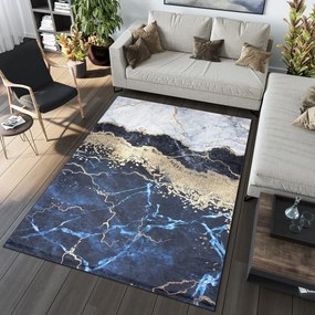 Син модерен килим с абстрактен модел Ширина: 140 см | Дължина: 200 см