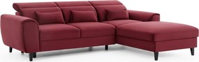 Червен кадифен разтегателен ъглов диван с място за съхранение (десен ъгъл) Foble – ELTAP