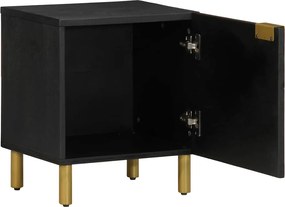 4017644 vidaXL Нощно шкафче, черно, 40x33x46 см, мангово дърво масив