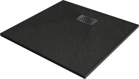 Mexen Hugo квадратен душ корит SMC 70 x 70 cm, черен, черна маска - 42707070-B